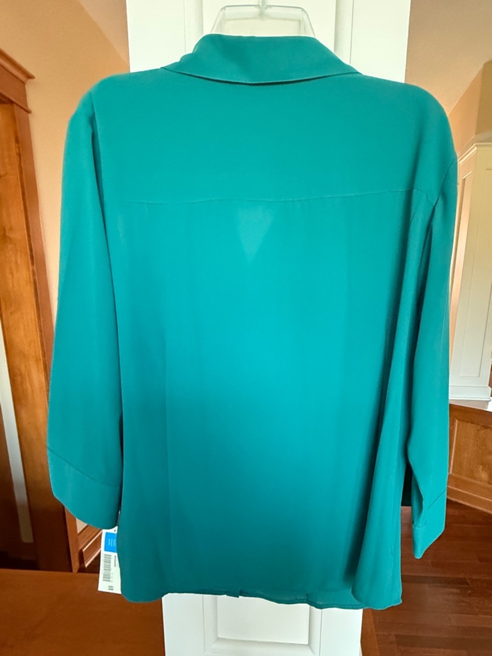 Covington NWT Women’s 20W 3/4 Notched Sleeve Teal Button-Front Blouse - Picture 2 of 12